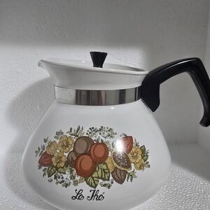 Vintage White Floral Corningware Pot 6 Cup